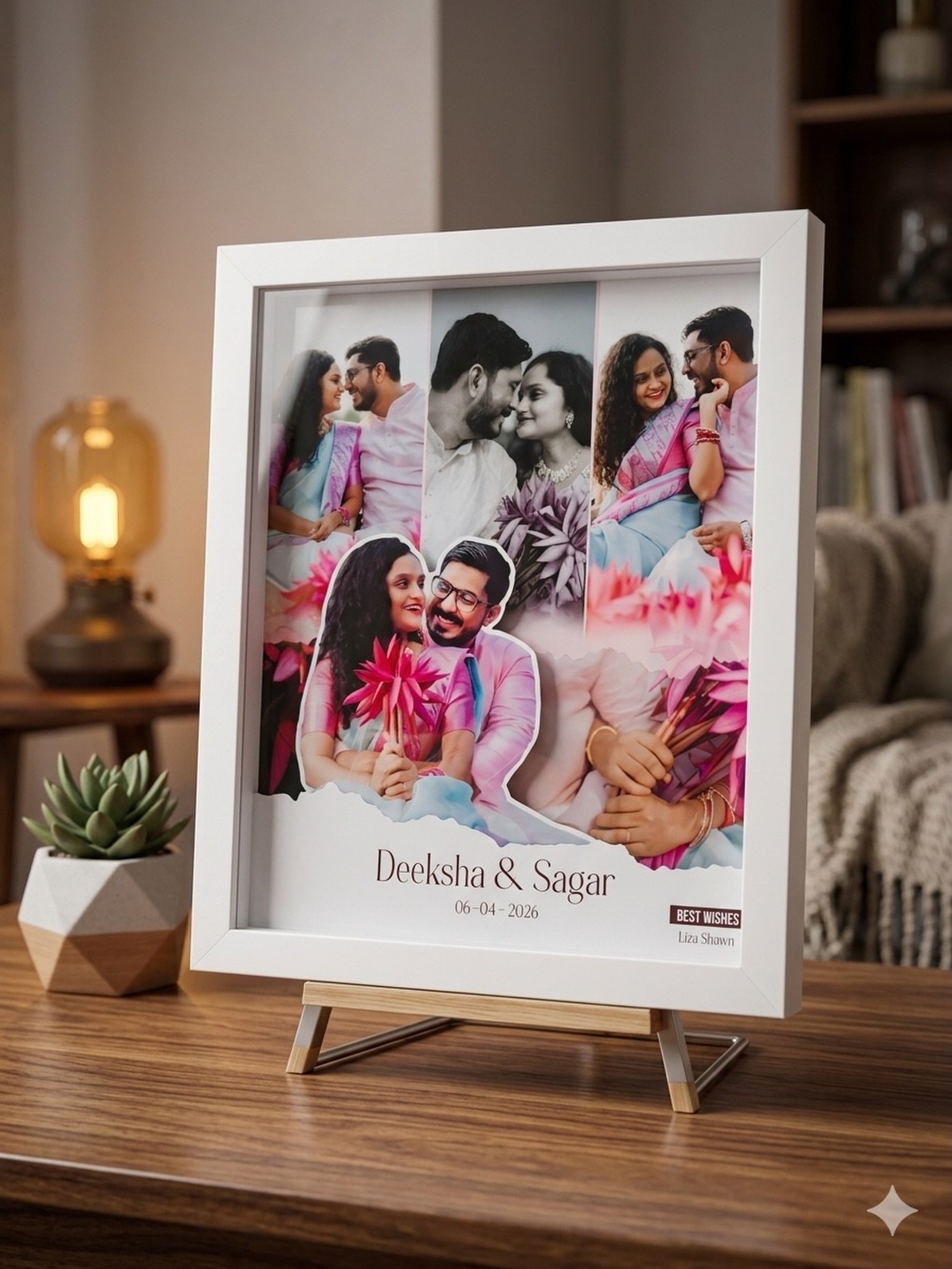 Botanical Floral Border Couple Portrait Frame